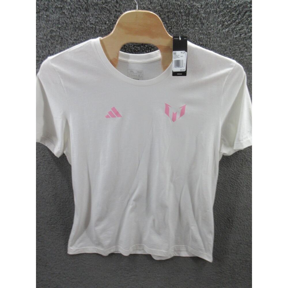 NWT ADIDAS SOCCER Lionel Messi Men's 2XL XXL White Pink T-shirt JF4289
